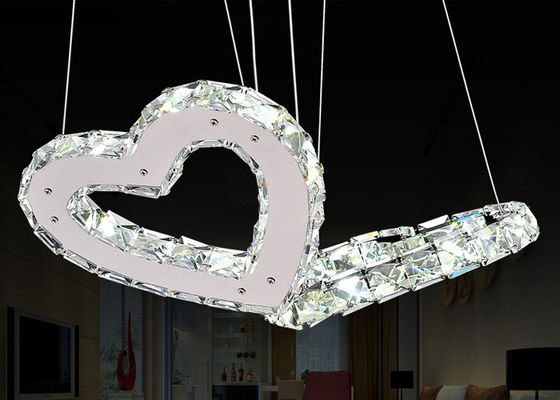 Çift Kalp Şekilli Modern Lüks Kristal Avize 75cm Ayarlanabilir Zincirle
