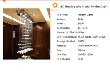 220V / 110v Soğuk Beyaz 18W LED Kristal Tavan Işıkları Golden Finishing