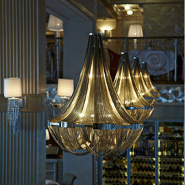 Sıcak Satış Lüks Büyük Hotel avize Modern İç krom nikel renk metal zincir Otel Avize için ışıklar Villalar