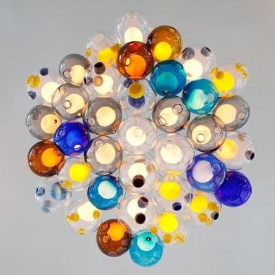 Yaratıcı Çift Cam Kapak Asma Tavan Işıkları LED G9 Renkli Kolye Lambası